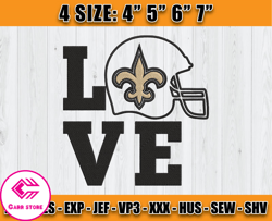 Love New Orleans Saints Embroidery Design, New Orleans Saints Embroidery, NFL Football Embroidery