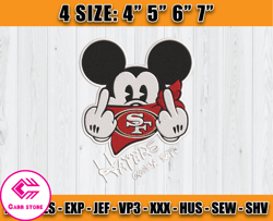 San Francisco 49ers Mickey Embroidery, 49ers Logo Embroidery, Embroidery Patterns, Embroidery Design files