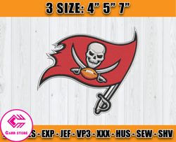 Tampa Bay Buccaneers Embroidery Designs, NFL Embroidery Designs, Digital Download, Football Embroidery