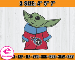 Tennessee Titans Baby Yoda Embroidery, Baby Yoda Embroidery, NFL Titans Embroidery, Embroidery Design files