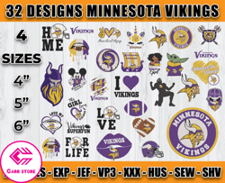 Minnesota Vikings Football Logo Embroidery Bundle, Bundle NFL Logo Embroidery 21