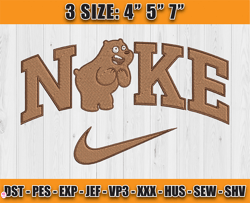 nike x grizz bear embroidery, we bare bears embroidery, cartoon inspired embroidery