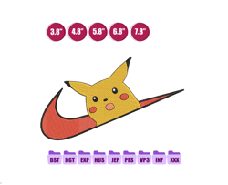 Nike Pikachu Anime Embroidery Design, Ni ke Anime Embroidery Designs 78