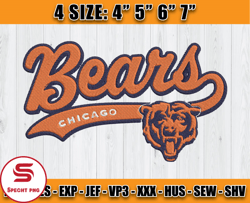 Chicago Bears Embroidery, NFL Chicago Bears Embroidery, NFL Machine Embroidery Digital, 4 sizes Machine Emb Files - 04 S