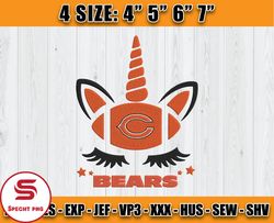 Chicago Bears Embroidery, Unicorn Embroidery, NFL Machine Embroidery Digital, 4 sizes Machine Emb Files -23 Specht
