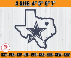 Dallas Cowboys Home State Embroidery, Dallas Cowboys Embroidery, Logo NFL Team, sport Embroidery D11 - Specht