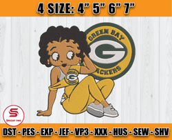 Betty Boop Green Bay pAckers Embroidery, Betty Boop Embroidery File, Packers NFL Embroidery Design, D8 - Specht png