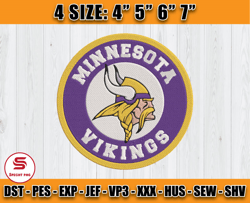 NFL Minnesota Vikings logo embroidery design, NFL Machine Embroidery, Minnesota Vikings Embroidery Files