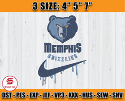 Memphis Grizzlies Embroidery Design, Basketball Nike Embroidery Machine file