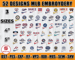 bundle 52 design mlb embroidery, embroidery file, embroidery applique