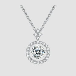 1CT Moissanite Dancing Stone Necklace 925 Sterling Silver With Twinkle Setting