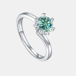 Twisted Knife Edge 1CT Green Moissanite Engagement Ring 925 Sterling Silver VVS