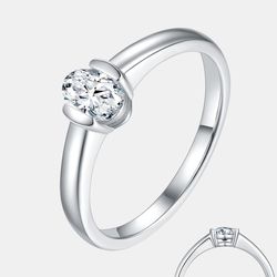 Moissanite 925 Sterling Silver Solitaire Ring 0.5CT Oval Cut VVS For Engagement