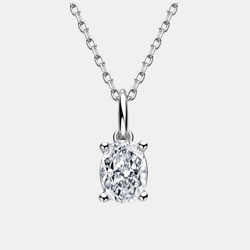 Solitaire Oval Cut Moissanite Necklace 925 Sterling Silver 1Ct D Color VVS Gift