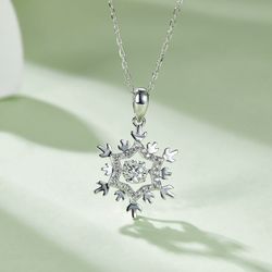Snowflake Moissanite Necklace Twinkle Setting 925 Sterling Silver 1Ct VVS Gift