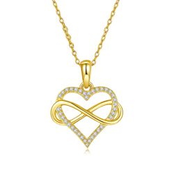 Family Infinity Love Moissanite Heart Necklace 925 Sterling Silver Round Cut VVS
