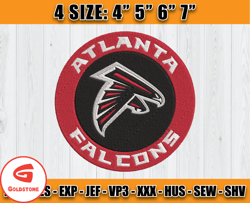 Atlanta Falcons Embroidery, NFL Falcons Embroidery, NFL Machine Embroidery Digital, 4 sizes Machine Emb Files -14-Goldst
