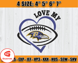 Ravens Embroidery, NFL Ravens Embroidery, NFL Machine Embroidery Digital, 4 sizes Machine Emb Files - 06-Goldstone