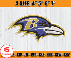 Ravens Embroidery, NFL Ravens Embroidery, NFL Machine Embroidery Digital, 4 sizes Machine Emb Files -21-Goldstone