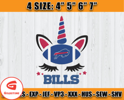 Buffalo Bills Embroidery, Unicorn Embroidery, NFL Machine Embroidery Digital, 4 sizes Machine Emb Files -02 - Goldstone