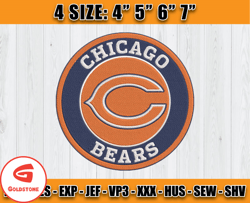 Chicago Bears Embroidery, NFL Chicago Bears Embroidery, NFL Machine Embroidery Digital, 4 sizes Machine Emb Files -01 Go