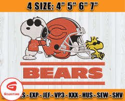 Chicago Bears Embroidery, Snoopy Embroidery, NFL Machine Embroidery Digital, 4 sizes Machine Emb Files-21 Goldstone