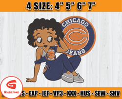 Chicago Bears Embroidery, Betty Boop Embroidery, NFL Machine Embroidery Digital, 4 sizes Machine Emb Files -24 Goldstone