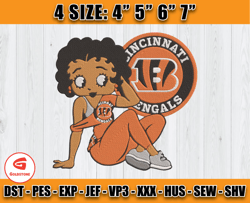 Bengals Betty Boop Embroidery Design, Betty Boop Embroidery, Cincinnati Bengals Embroidery Design 23 -Goldstone