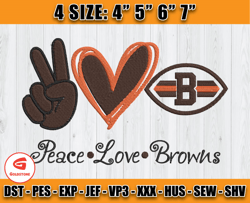 Peace Love Browns Embroidery, Embroidery Design, Logo sport embroidery, NFL embroidery design D12 -Goldstone