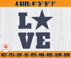 Love Cowboys Embroidery, Love Embroidery Design, Dallas Cowboys Embroidery, NFL Embroidery D4 - Goldstone