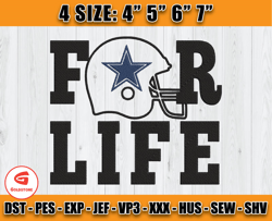 Dallas Cowboys For Life Embroidery, Logo Dallas Embroidery Design, NFL Team Embroidery D26 - Goldstone
