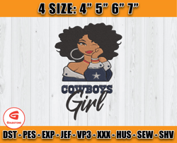 Dallas Cowboys Black Girl Embroidery, Black Girl Embroidery, Dallas Embroidery Design, Sport Embroidery D36 - Goldstone