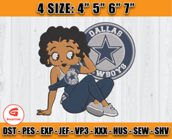 Betty Boop Dallas Cowboys Embroidery, Betty Boop Embroidery, Dallas logo Embroidery, Embroidery Design D39 - Goldstone