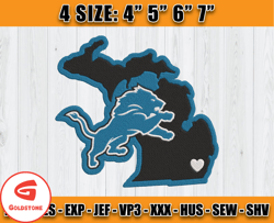 Detroit Embroidery Design, NFL Sport Embroidery, Embroidery Design files, 4 sizes Machine Emb Files, D6- Goldstone