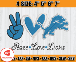 Peace Love Lions Embroidery File, Detroit Lions Embroidery, Football Embroidery Design, Embroidery Patterns, D15- Goldst