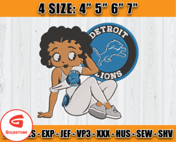 Betty Boop Detroit Lions Embroidery File, Detroit Lions Embroidery, Betty Boop Design, NFL Teams, Sport Embroidery, D16-