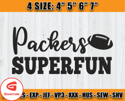 Packers Superfun Embroidery Design, Green Bay Packer Embroidery, NFL Embroidery Patterns, Sport Embroidery, D14- Goldsto