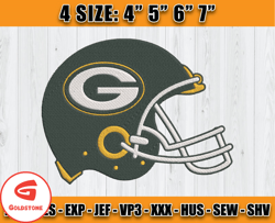 Helmet Green Bay Packers Embroidery, Packers Embroidery File, Packers Logo, Sport Embroidery, D22- Goldstone