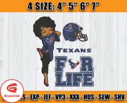 Houston Texans For Life Embroidery, Logo Texans Embroidery Design, NFL Team Embroidery, D3- Goldstone