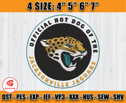 Official Hot Dog Of The Jacksonville Jaguars, Jacksonville Jaguars Embroidery Designs, NFL Teams, Sport Embroidery, D6 -