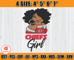 Kansas City Chiefs Black Girl Embroidery, NFL Girl Embroidery, Chiefs Embroidery Design, Sport Embroidery, D2 - Specht