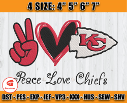 Peace Love Chiefs Embroidery File, Chiefs Chiefs Embroidery, Football Embroidery Design, Embroidery Patterns, D12 - Spec