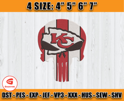 Kansas City Chiefs Skull Embroidery, Skull Embroidery Design, Kansas City Chiefs Logo, NFL Team Embroidery Design, D14 -