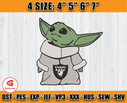 NFL Baby Yoda Embroidery Designs, Las Vegas Raiders, NFL Teams Embroidery Files, Machine Embroidery Pattern