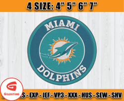 Miami Dolphins Logo Embroidery, Logo NFL Embroidery, NFL Sport, Embroidery Design files