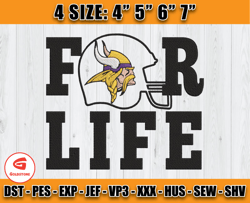 Vikings For Life, Minnesota Vikings Embroidery, NFL Embroidery Patterns, Sport Embroidery
