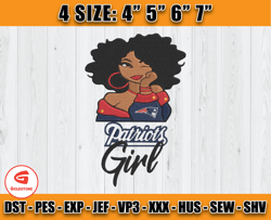 New England Patriots Black Girl Embroidery, Black Girl Embroidery, NFL Patriots Embroidery, Digital Download