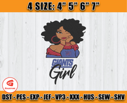 New York Giants Black Girl Embroidery, Black Girl Embroidery, NFL Giants Embroidery, Digital Download
