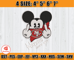 San Francisco 49ers Mickey Embroidery, 49ers Logo Embroidery, Embroidery Patterns, Embroidery Design files