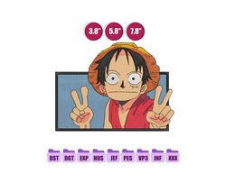 Luffy Funny Anime Embroidery Design, Anime Embroidery Design